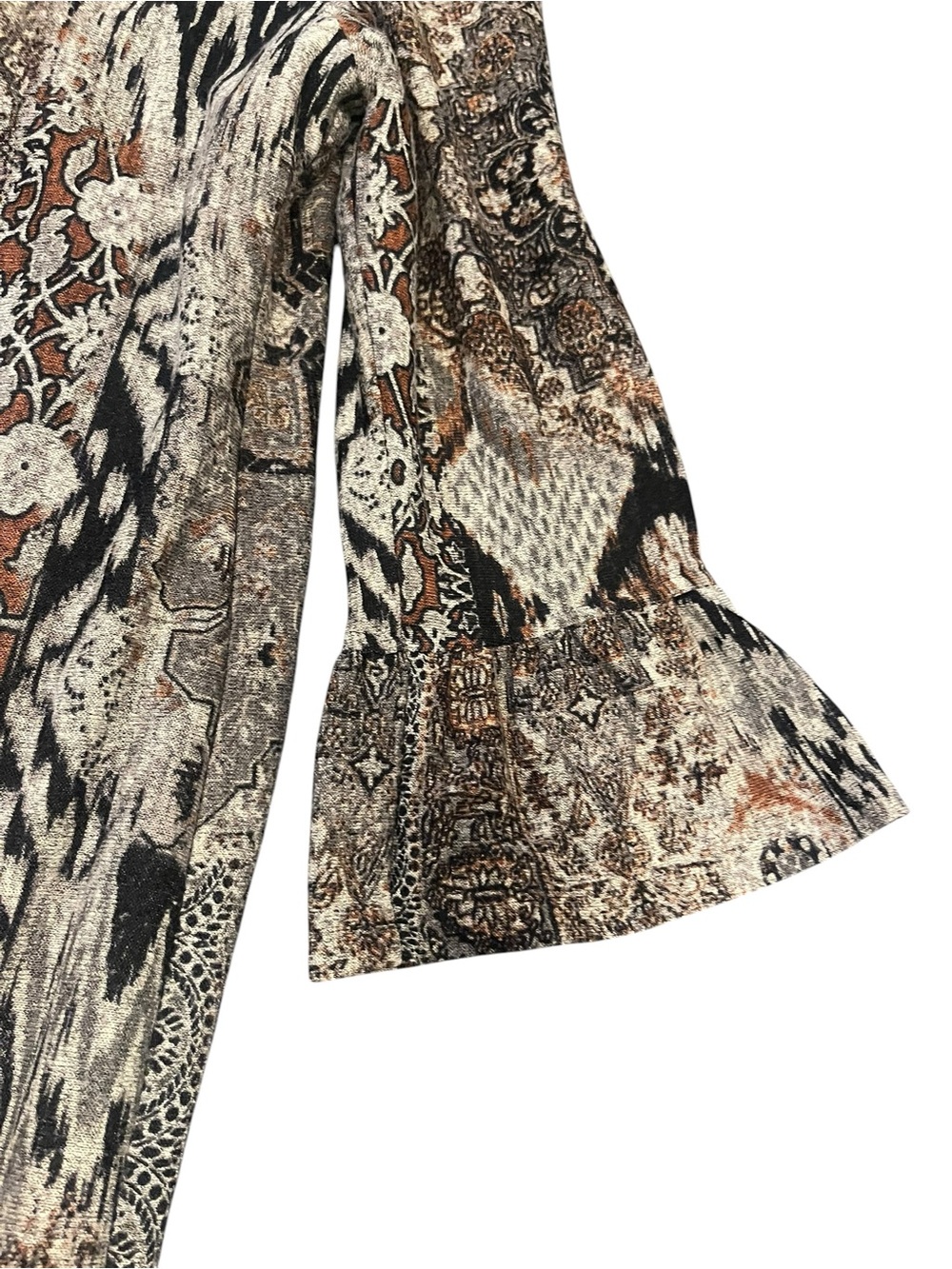 R&M Richards Neutral-Toned Printed Midi Dress in Cream and Brown - Picture 7 of 8
